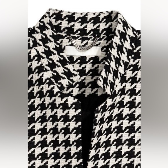 H&M hm Fitted Coat Jacket in Woven Fabric Black White Houndstooth Pattern Size 6 - Picture 6 of 16